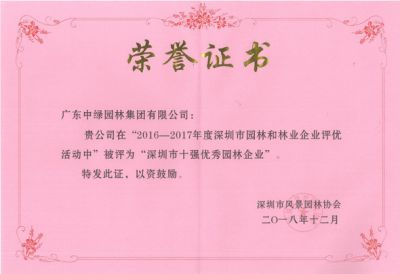 深圳市十强优秀园林企业